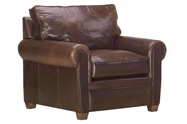 Rockefeller Traditional Leather Rolled Arm Club Chair