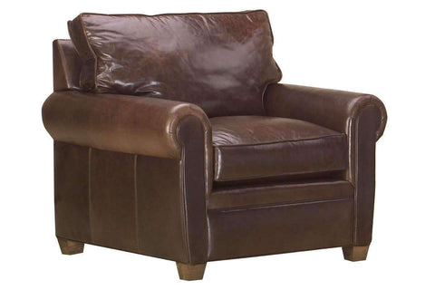 Rockefeller Traditional Leather Rolled Arm Club Chair
