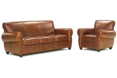 Tribeca Rustic Sleep Sofa And Reclining Leather Club Chair Set