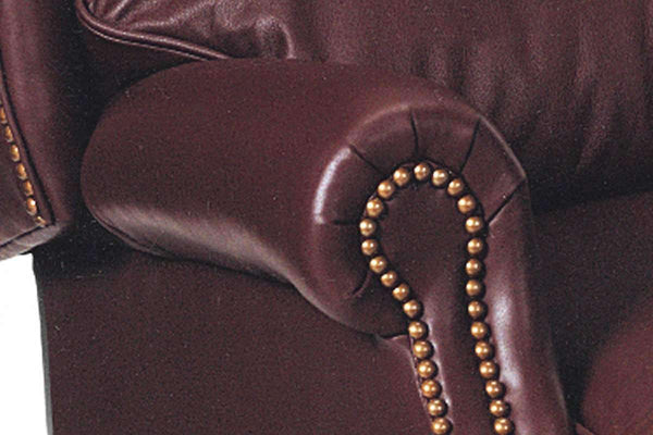 Calhoun Leather Bustle Back Chippendale Recliner