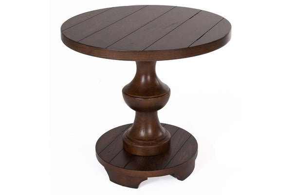 Lucca I Kona Brown Spanish Style Round End Table With Pedestal Base