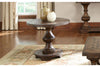 Image of Lucca I Kona Brown Spanish Style Round End Table With Pedestal Base
