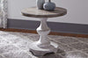 Image of Lucca II Spanish Style Whitewashed Round End Table