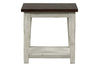 Image of Lyndhurst Chair Side Table With Distressed White Wood Base And Weathered Bark Plank Top