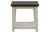 Image of Lyndhurst Square End Table With Distressed White Wood Base And Weathered Bark Plank Top