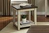 Image of Lyndhurst Square End Table With Distressed White Wood Base And Weathered Bark Plank Top