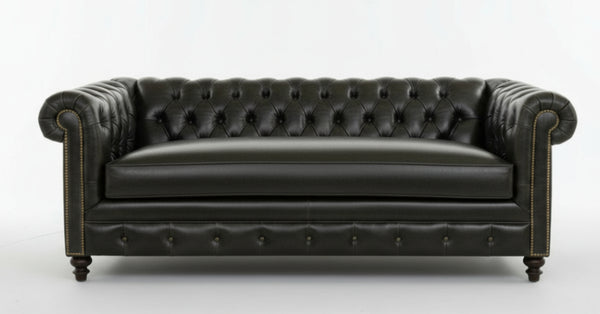 Manchester 88 Inch Leather Button Tufted Chesterfield Bench Seat Sofa