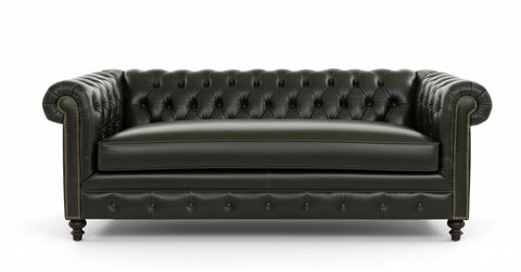 Manchester 88 Inch Leather Button Tufted Chesterfield Bench Seat Sofa