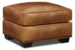 Marshall Leather Pillow Top Footstool Ottoman