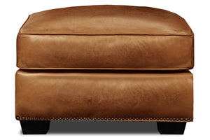 Marshall Leather Pillow Top Footstool Ottoman