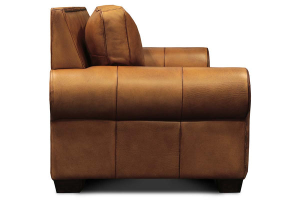 Marshall 92 Inch Traditional Leather Roll Arm Sofa With Nailheads