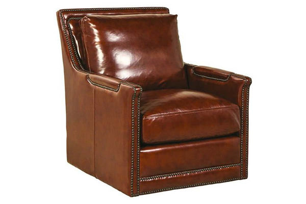 Melvin Saddle "Quick Ship" Leather SWIVEL Accent Chair-In Stock