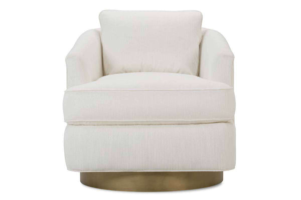 Misty Fabric Swivel Chair With Aged Brass Metal Base