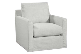 Molly Slipcovered **SWIVEL** "Quick Ship" Fin Arm Fabric Armchair -In Stock