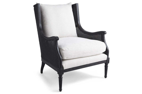 Newberry Black "Quick Ship" Fabric Accent Chair With Decorative Cane / Wood Base