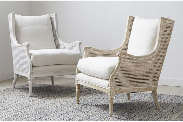 Newberry Natural "Quick Ship" Fabric Accent Chair With Decorative Cane / Wood Base