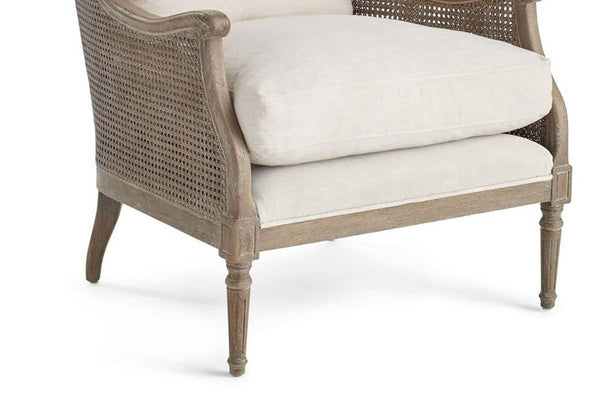 Newberry Natural "Quick Ship" Fabric Accent Chair With Decorative Cane / Wood Base