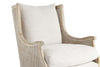 Image of Newberry White Wash "Quick Ship" Natural Fabric Accent Chair With Decorative Cane / Wood Base