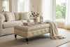 Image of Belport 67 Inch Long Deep Button Tufted Leather Coffee Table Bench
