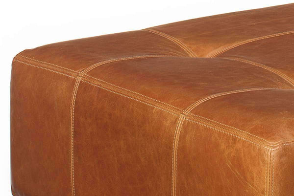 Felix leather upholstered cocktail coffee table bench contemporary ottoman