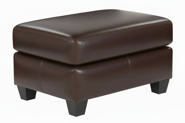 Parisian "Designer Style" Leather Ottoman