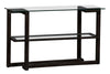 Image of Parson Contemporary Rectangular Geometric Base Sofa Table With Glass Top And Shelf