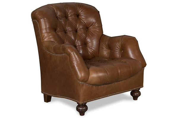 Henry Leather Tufted Back Accent Arm Chair