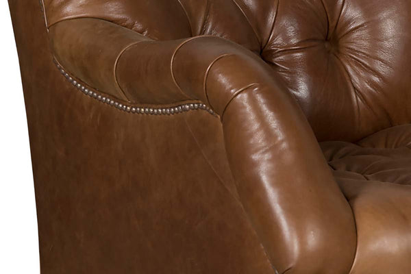 Henry Leather Tufted Back Accent Arm Chair