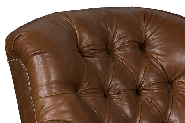 Henry Leather Tufted Back Accent Arm Chair