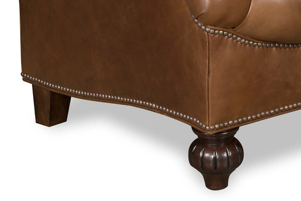 Henry Leather Tufted Back Accent Arm Chair
