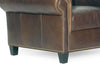 Image of Prescott Traditional Leather Club Chair w/ Antiqued Brass Nailhead Trim