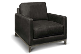 Radcliffe Rio Charcoal Modern Track Arm Leather Club Chair