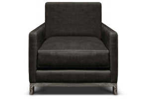 Radcliffe Leather Modern Track Arm Club Chair