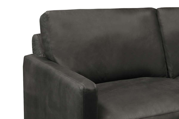 Radcliffe Rio Charcoal Contemporary Leather Track Arm Loveseat