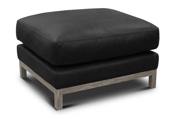 Radcliffe Rio Charcoal Leather Pillow Top Footstool