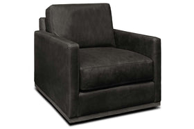 Radcliffe Rio Charcoal Modern Track Arm Swivel Leather Club Chair