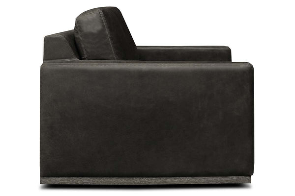 Radcliffe Rio Charcoal Modern Track Arm Swivel Leather Club Chair