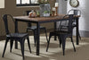 Image of Reed 5 Piece Vintage Leg Table Set With Distressed Black Finish And Metal Bow Back Chairs