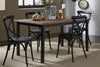 Image of Reed 5 Piece Vintage Leg Table Set With Distressed Black Finish And X Back Chairs