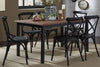 Image of Reed 7 Piece Vintage Leg Table Set With Distressed Black Finish And X Back Chairs