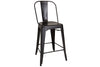 Image of Reed 5 Piece Vintage Round Pub Table Set With Distressed Black Finish And Metal Bow Back Counter Chairs