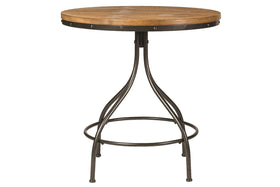 Reed 5 Piece Vintage Round Pub Table Set With Distressed Black Finish And Metal Bow Back Counter Chairs
