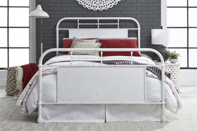 Reed Queen Or King Antique White Metal Panel Bed  "Create Your Own Bedroom" Collection