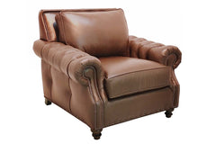 Richardson Leather Tufted Arm Club Chair With Nail Trim