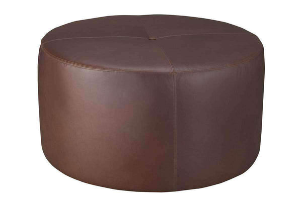 Richter 35 Inch Round Drum Leather Upholstered Cocktail Ottoman