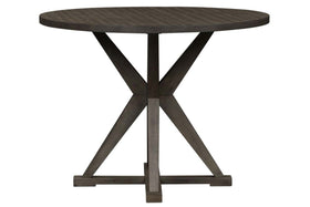 Ronan Contemporary 5 Piece Round Gathering Pedestal Table Set In A Distressed Weathered Gray Finish
