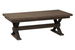 Rutherford Industrial Style Antique Pewter Metal Base Cocktail Table With Weathered Bark Top