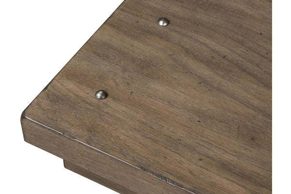 Rutherford Industrial Style Antique Pewter Metal Base Chair Side Table With Weathered Bark Top