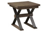 Image of Rutherford Industrial Style Antique Pewter Metal Base End Table With Weathered Bark Top