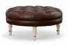 Image of Seymour Tufted 36", 40", 44", Or 48" Inch Round Leather Ottoman (4 Sizes Available)